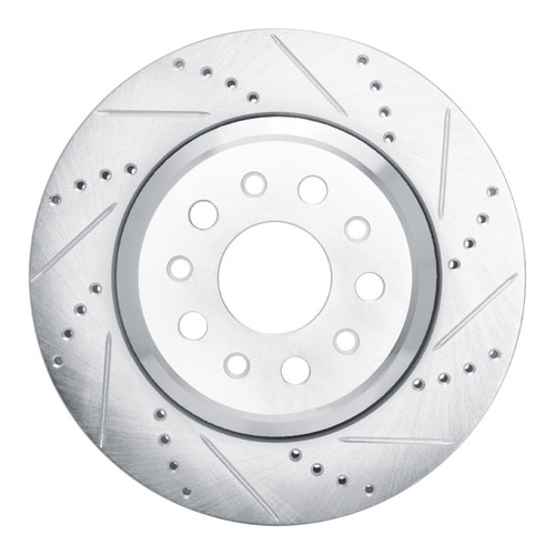 R1 14-16 Maserati Ghibli Rear Right Drilled & Slotted Silver Brake Rotor