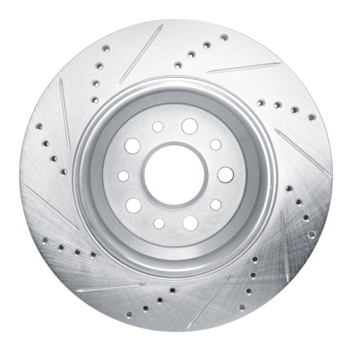 R1 14-16 Maserati Ghibli Rear Right Drilled & Slotted Silver Brake Rotor