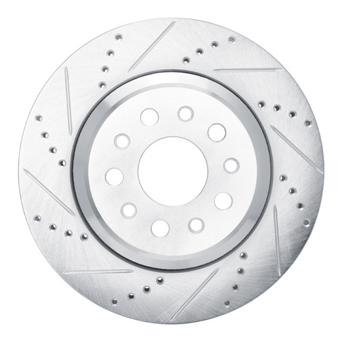 R1 14-16 Maserati Ghibli Rear Left Drilled & Slotted Silver Brake Rotor