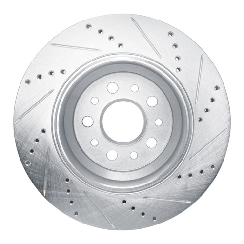R1 14-16 Maserati Ghibli Rear Left Drilled & Slotted Silver Brake Rotor