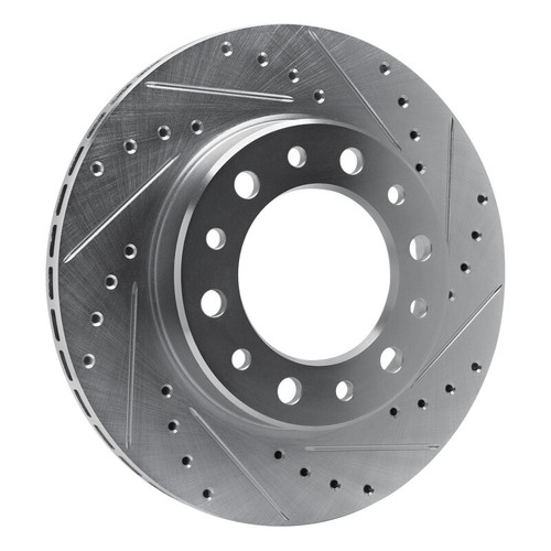 R1 76-89 Toyota Land Cruiser Front Right Drilled & Slotted Silver Brake Rotor