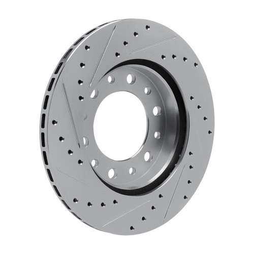 R1 76-89 Toyota Land Cruiser Front Right Drilled & Slotted Silver Brake Rotor