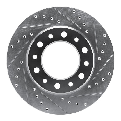 R1 76-89 Toyota Land Cruiser Front Right Drilled & Slotted Silver Brake Rotor