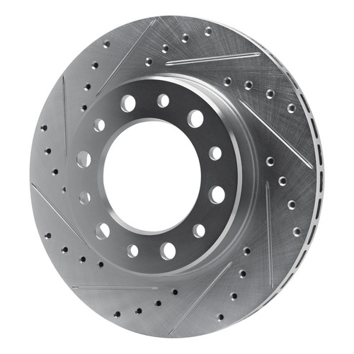 R1 76-89 Toyota Land Cruiser Front Left Drilled & Slotted Silver Brake Rotor