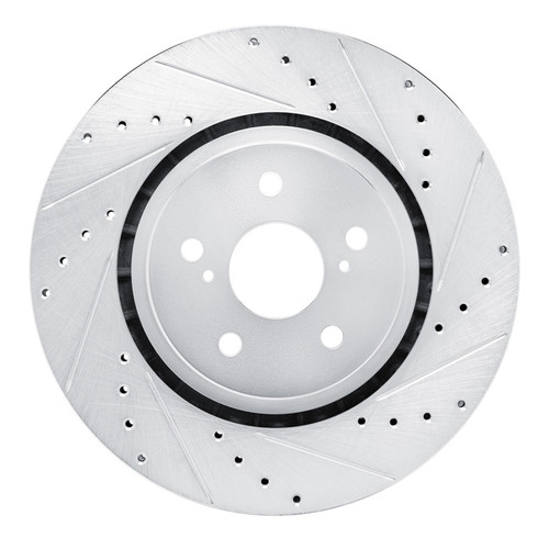 R1 21-25 Toyota RAV4 Prime (Plug-in Hybrid) Front Right Drilled & Slotted Silver Brake Rotor