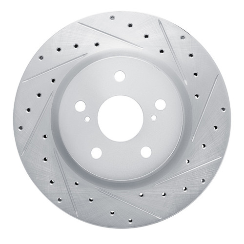 R1 18-25 Lexus UX250h Front Right Drilled & Slotted Silver Brake Rotor