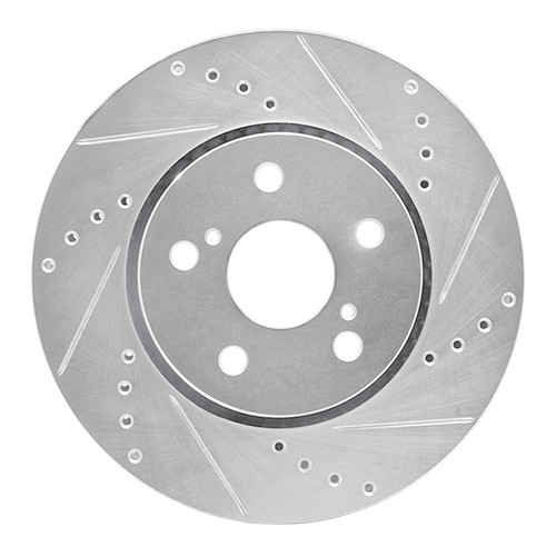 R1 18-22 Toyota C-HR Front Right Drilled & Slotted Silver Brake Rotor