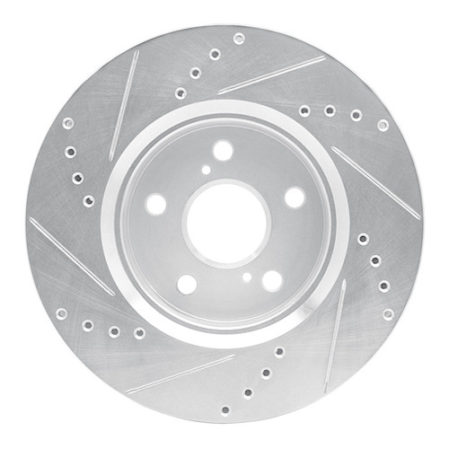 R1 18-22 Toyota C-HR Front Right Drilled & Slotted Silver Brake Rotor