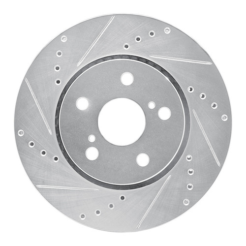 R1 18-22 Toyota C-HR Front Left Drilled & Slotted Silver Brake Rotor