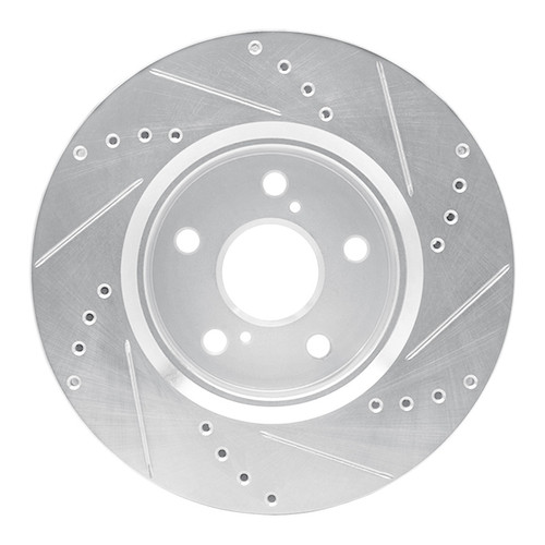 R1 18-22 Toyota C-HR Front Left Drilled & Slotted Silver Brake Rotor