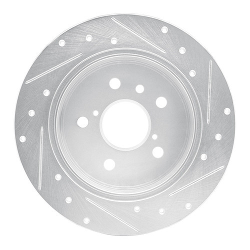 R1 18-24 Toyota Camry Rear Left Drilled & Slotted Silver Brake Rotor