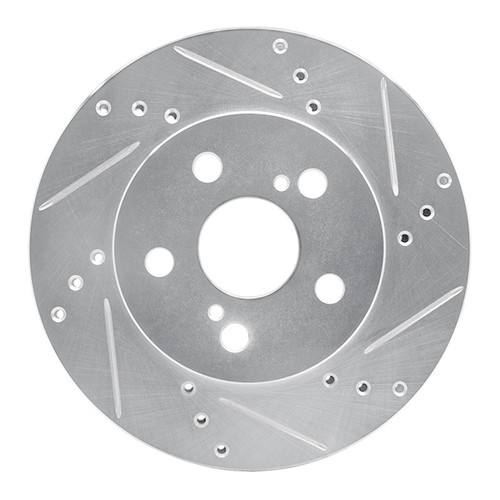 R1 16-22 Toyota Prius Front Right Drilled & Slotted Silver Brake Rotor