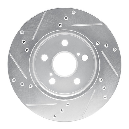 R1 16-22 Toyota Prius Front Right Drilled & Slotted Silver Brake Rotor
