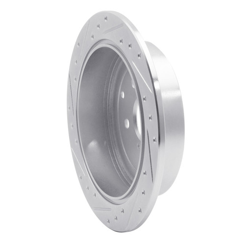 R1 10-20 Lexus RX450h Rear Right Drilled & Slotted Silver Brake Rotor