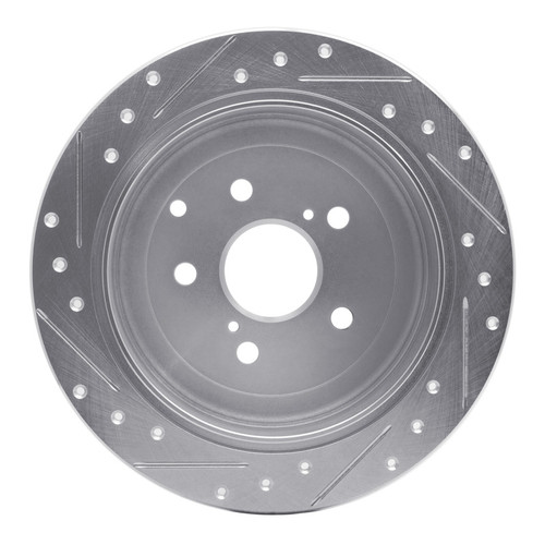R1 10-20 Lexus RX450h Rear Right Drilled & Slotted Silver Brake Rotor
