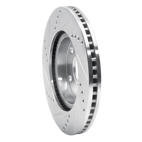 R1 06-18 Lexus HS250H Front Right Drilled & Slotted Silver Brake Rotor