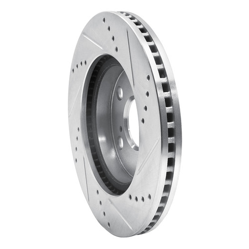 R1 06-18 Lexus HS250H Front Left Drilled & Slotted Silver Brake Rotor