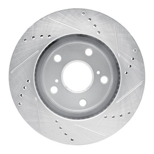 R1 06-18 Lexus HS250H Front Left Drilled & Slotted Silver Brake Rotor
