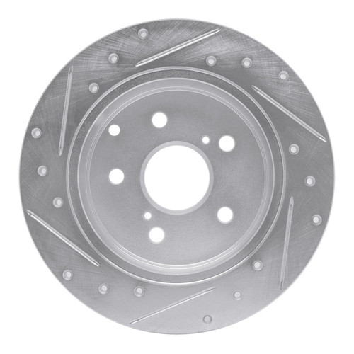R1 06-18 Lexus HS250H Rear Right Drilled & Slotted Silver Brake Rotor