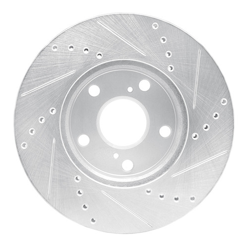 R1 05-15 Toyota Tacoma Front Left Drilled & Slotted Silver Brake Rotor