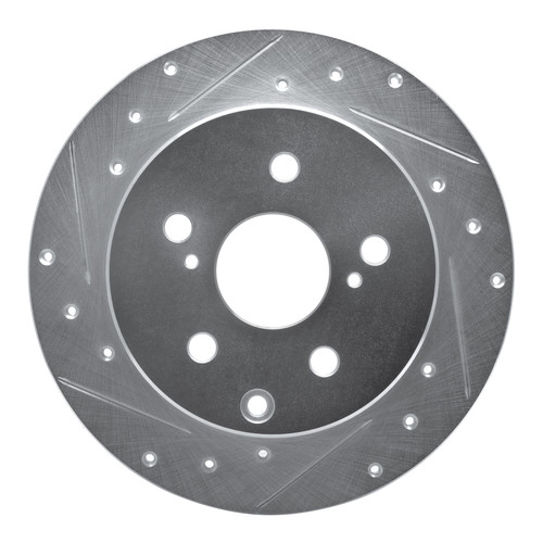 R1 06-18 Lexus HS250H Rear Left Drilled & Slotted Silver Brake Rotor
