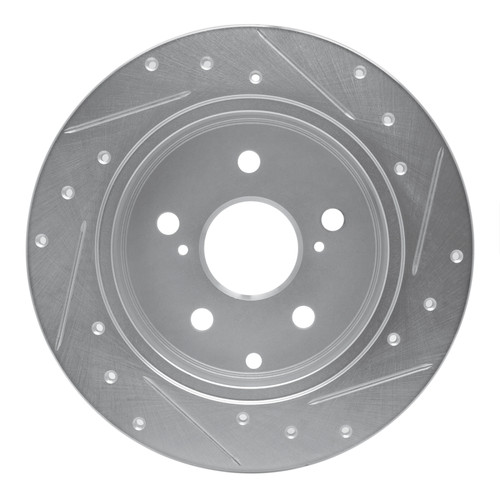 R1 06-18 Lexus HS250H Rear Left Drilled & Slotted Silver Brake Rotor