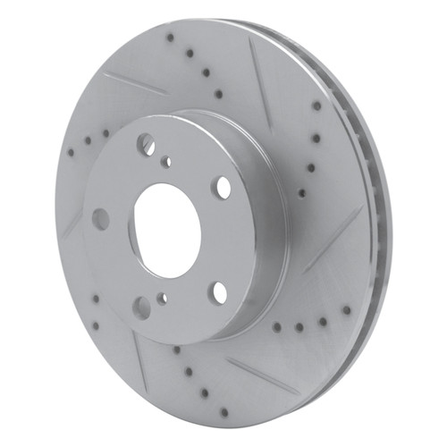 R1 05-15 Toyota Tacoma Front Right Drilled & Slotted Silver Brake Rotor