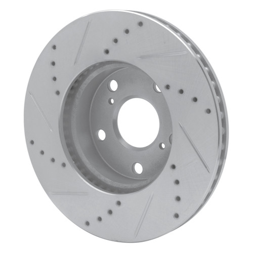 R1 05-15 Toyota Tacoma Front Right Drilled & Slotted Silver Brake Rotor