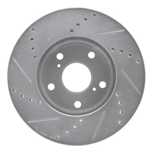 R1 05-15 Toyota Tacoma Front Right Drilled & Slotted Silver Brake Rotor