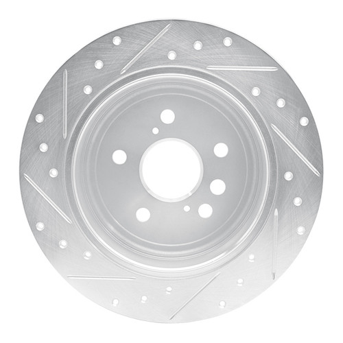 R1 04-05 Toyota RAV4 Rear Right Drilled & Slotted Silver Brake Rotor