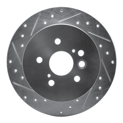 R1 04-05 Toyota RAV4 Rear Left Drilled & Slotted Silver Brake Rotor