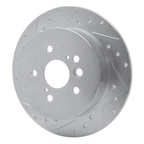 R1 04-05 Toyota RAV4 Rear Left Drilled & Slotted Silver Brake Rotor