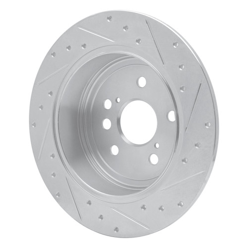 R1 04-05 Toyota RAV4 Rear Left Drilled & Slotted Silver Brake Rotor