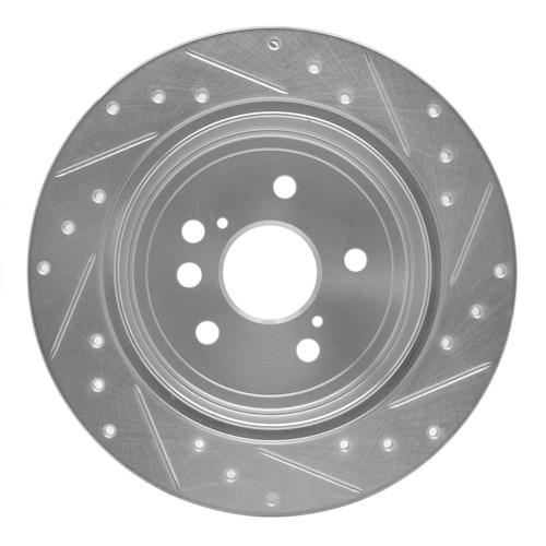 R1 04-05 Toyota RAV4 Rear Left Drilled & Slotted Silver Brake Rotor