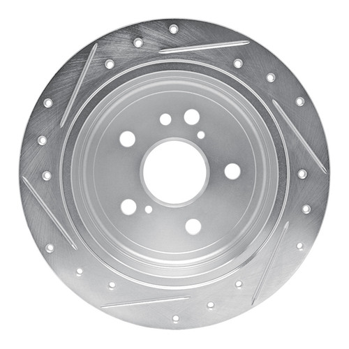 R1 04-09 Lexus RX350 Rear Right Drilled & Slotted Silver Brake Rotor