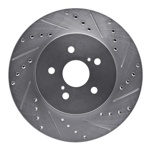 R1 04-09 Lexus RX330 Front Right Drilled & Slotted Silver Brake Rotor