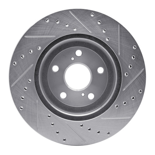 R1 04-09 Lexus RX350 Front Left Drilled & Slotted Silver Brake Rotor