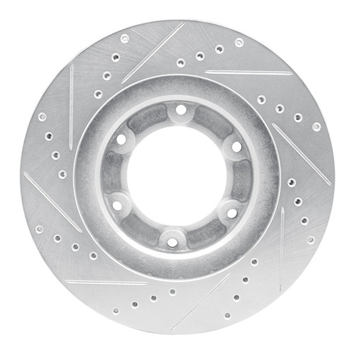 R1 93-97 Lexus LX450 Front Right Drilled & Slotted Silver Brake Rotor