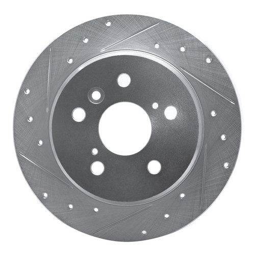 R1 99-03 Lexus RX300 Rear Left Drilled & Slotted Silver Brake Rotor