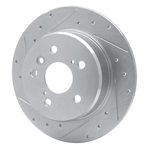 R1 99-03 Lexus RX300 Rear Left Drilled & Slotted Silver Brake Rotor
