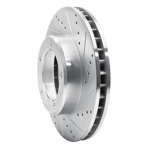 R1 98-07 Lexus LX470 Front Right Drilled & Slotted Silver Brake Rotor