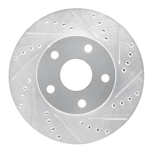 R1 91-97 Toyota Previa Front Right Drilled & Slotted Silver Brake Rotor