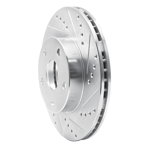 R1 91-97 Toyota Previa Front Right Drilled & Slotted Silver Brake Rotor