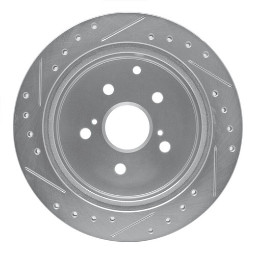 R1 86-97 Toyota Previa Rear Right Drilled & Slotted Silver Brake Rotor