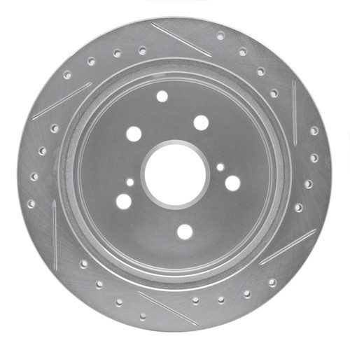R1 86-97 Toyota Previa Rear Left Drilled & Slotted Silver Brake Rotor
