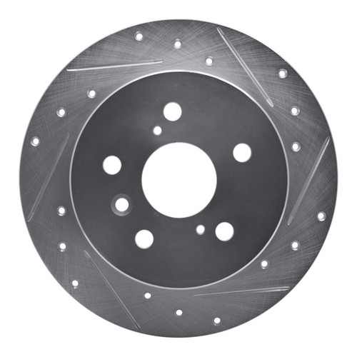 R1 12-18 Lexus ES300H Rear Right Drilled & Slotted Silver Brake Rotor