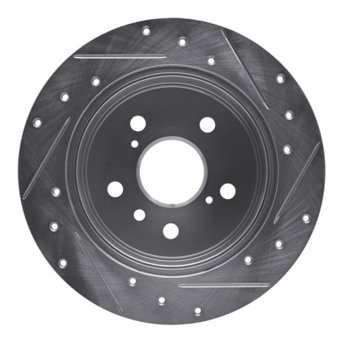 R1 12-18 Lexus ES300H Rear Left Drilled & Slotted Silver Brake Rotor
