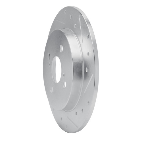 R1 12-18 Toyota Yaris (USA/Canada) Rear Right Drilled & Slotted Silver Brake Rotor