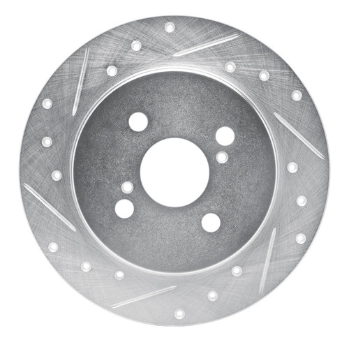 R1 12-18 Toyota Yaris (USA/Canada) Rear Left Drilled & Slotted Silver Brake Rotor