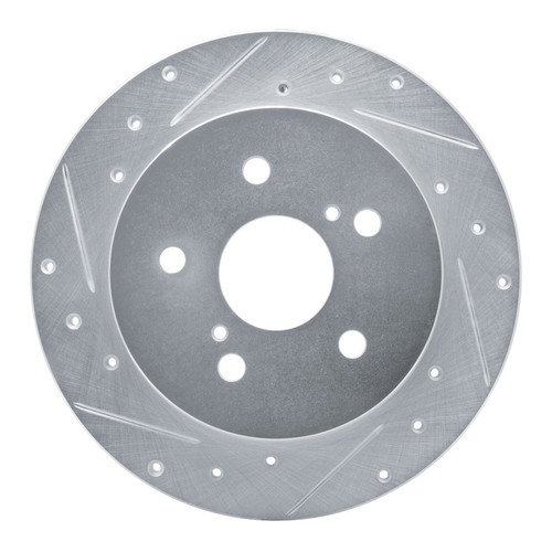 R1 15-25 Lexus ES350 Rear Left Drilled & Slotted Silver Brake Rotor